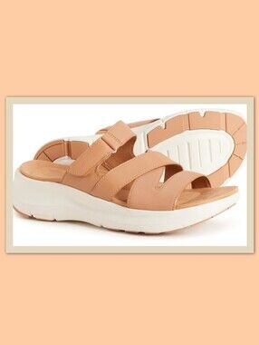 ROCKPORT QWYN LEATHER WEDGE SANDALS